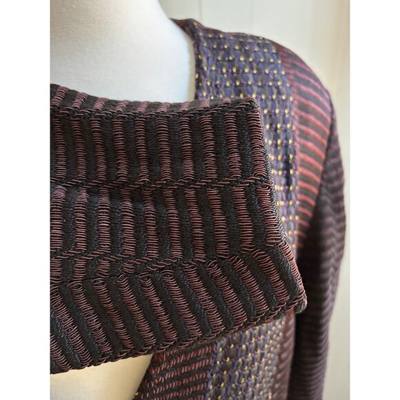 Hand Woven Deborah Cross Art To Wear Textured Mixed Media Jacket One Size - Picture 5 of 9